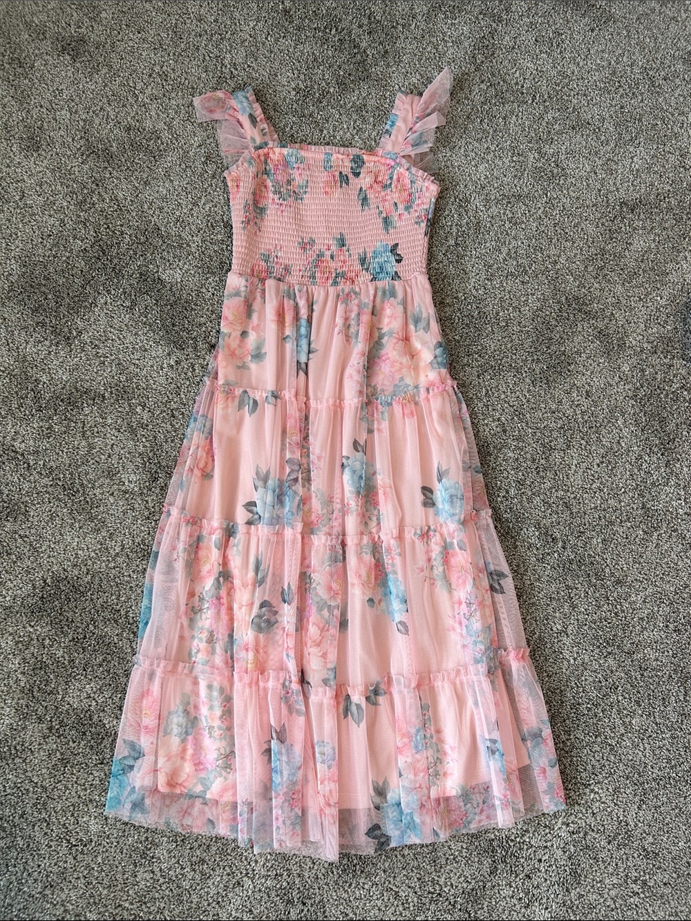 Rare Editions Pink Floral Tiered Maxi Dress